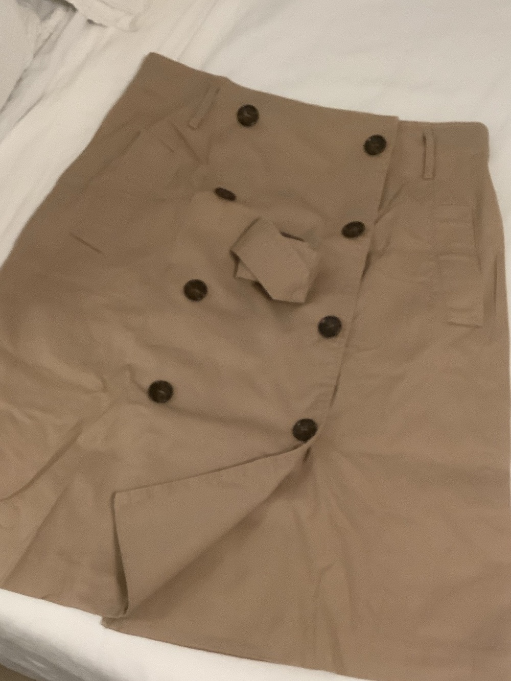 Talbots Tan A-Line Button-Front Skirt